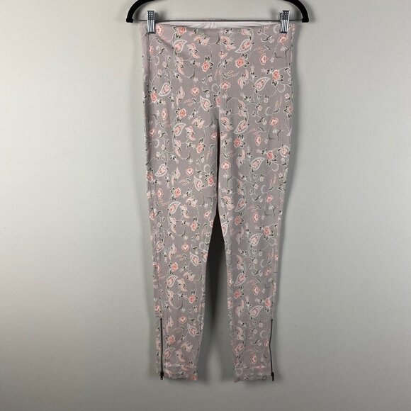 Lysse Hi-Waist Floral Print Leggings Sz Large Gray Floral Slimming Fit - Picture 1 of 8